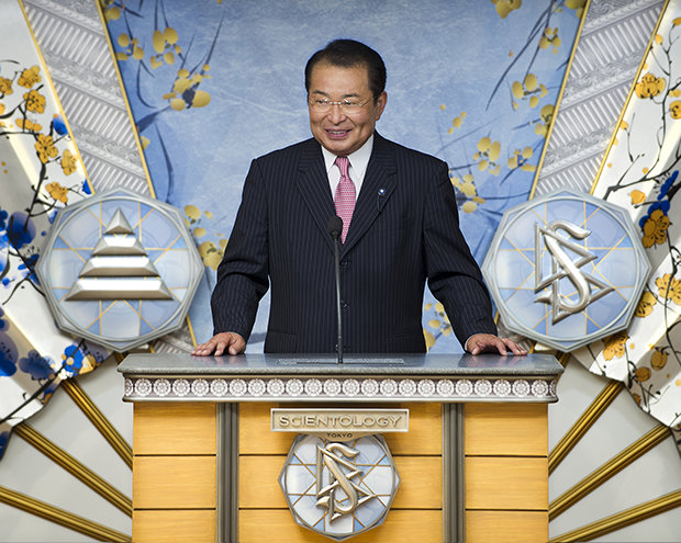 Mr. Masami Saito commends Volunteer Minister's spirit of help at Tokyo Ideal Org Grand Opening