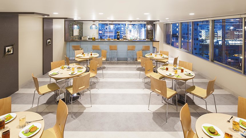 Skyline Cafe at the top of the Ideal Org of Tokyo